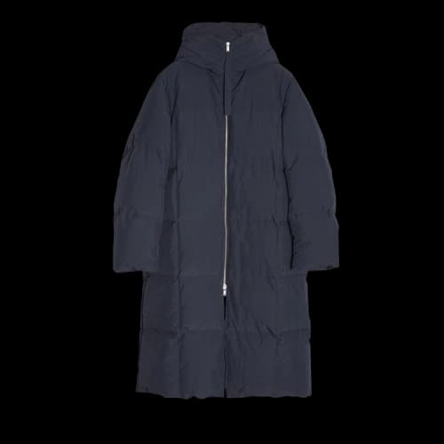 Jil Sander Long Hooded Warm Fill Down Coat 'Dark Blue'