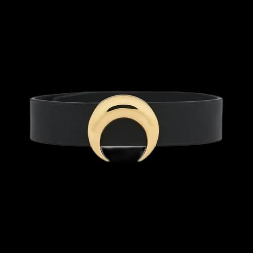 Marine Serre Leather Moon Choker Necklace 'Gold'
