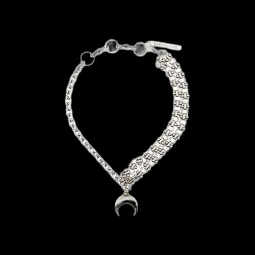 Marine Serre Asymmetric Moon Pendant Necklace 'Silver'