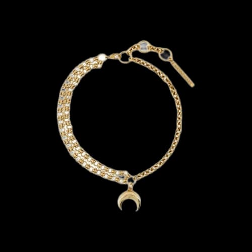 Marine Serre Asymmetric Moon Pendant Necklace 'Gold'