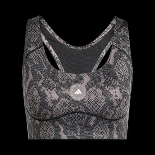 Adidas x Stella McCartney Power Impact Training Bra Medium Support Printed 'Charcoal/Black'
