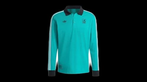 adidas Liverpool FC Terrace Icons Long Sleeve Polo Shirt Sea Green