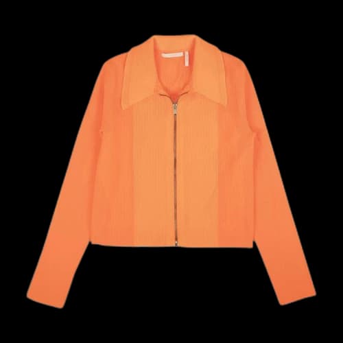 Helmut Lang Ribbed Zip Cardigan Sweater 'Orange'