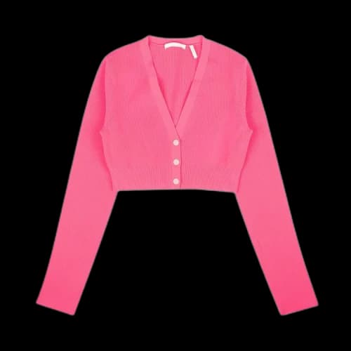 Helmut Lang Ribbed Cropped Cardigan 'Pink'