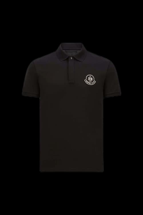 Moncler Year of the Snake Patch Cotton Piquet Polo Shirt Black
