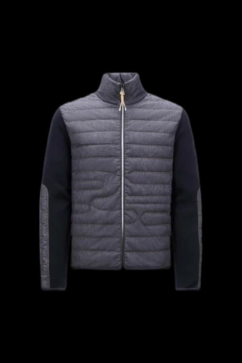 Moncler Padded Snake-Quilted Denim Cardigan Navy Blue