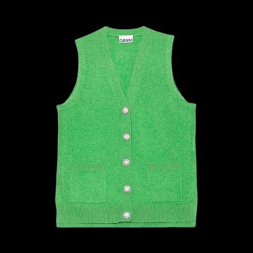 GANNI Cashmere Knit Vest 'Green'