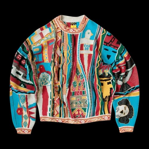 Kapital 7 Gauge Cotton Knit Kachina Gaudy Crew Sweater 'Red'