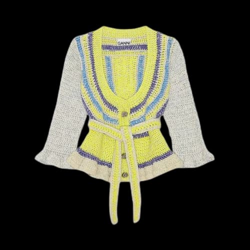 GANNI Novelty Crochet Cardigan 'Egret'