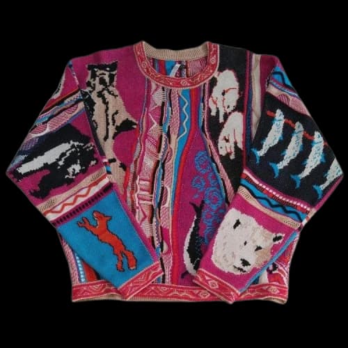 Kapital 7 Gauge Cotton Knit Kachina Gaudy Crew Sweater 'Purple'