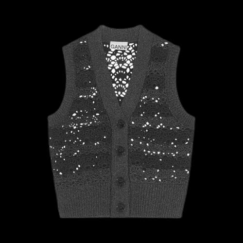 GANNI V Neck Vest 'Black'