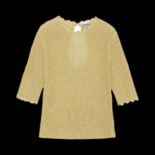 GANNI Metallic Open Back Blouse 'Gold'