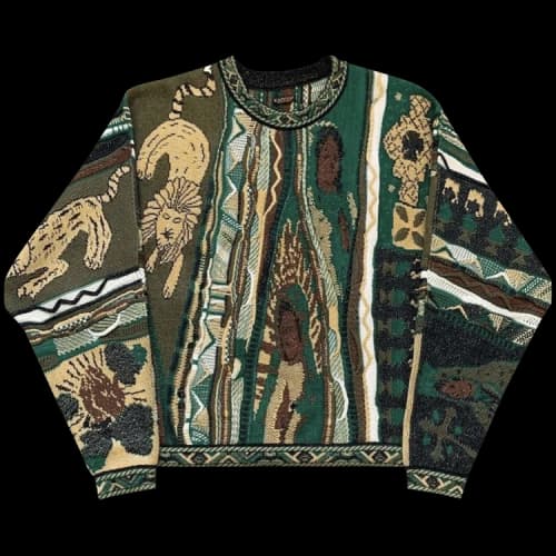Kapital 7G Knit Rasta Gaudy Crew Sweater 'Green'