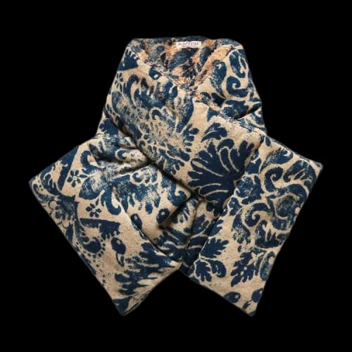 Kapital IDG Flannel x Fleece Damask Kesa Wide Scarf 'Indigo'