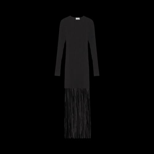 GANNI Knit Fringe Mini Dress 'Black'