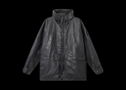 Stone Island Light Leather Organza Hooded Jacket Grey