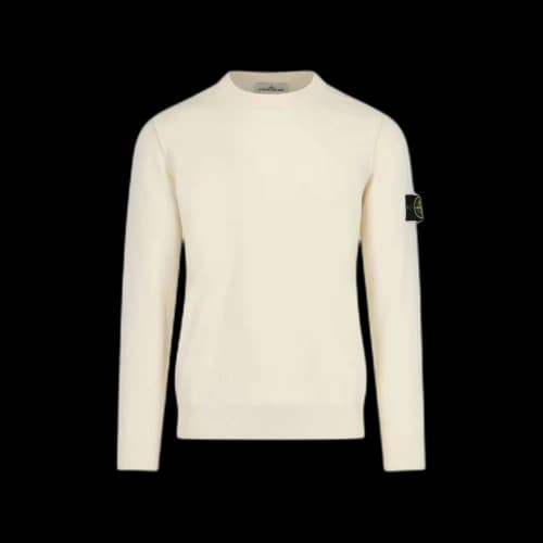 Stone Island Logo Crew Neck Sweater Ivory
