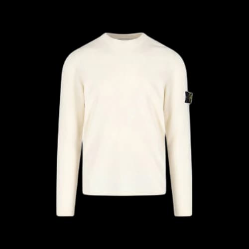 Stone Island Logo Crew Neck Sweater White