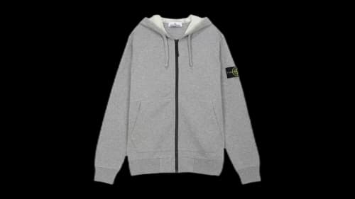 Stone Island Zip Up Hoodie Gray
