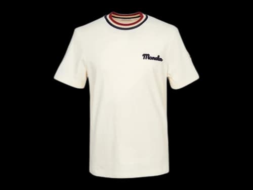 Moncler Embroidered Logo Cotton T-shirt Ivory