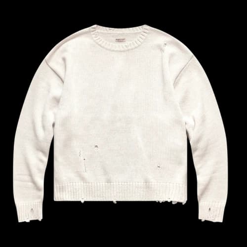 Kapital 5G Knit Smilie Patch Crew Sweater 'Ecru'