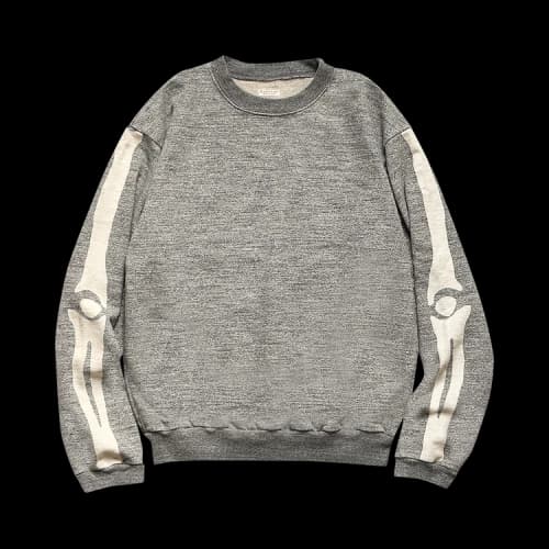 Kapital Bone Grandrelle Fleece Knit Big Crew Sweatshirt 'Charcoal'