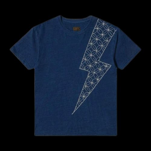 Kapital Jersey Crew Tee (Thunder Sashiko) 'Indigo'