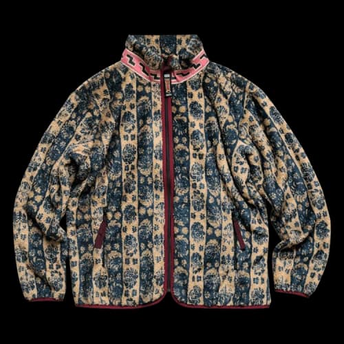 Kapital Damask Strip Fleece Zip Jacket 'Beige'