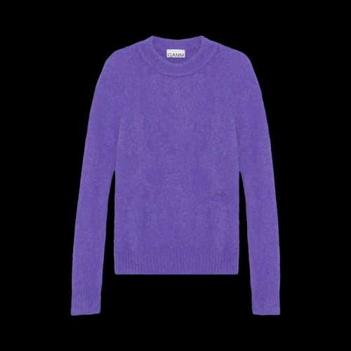 GANNI Brushed Alpaca O-Neck Sweater 'Purple'