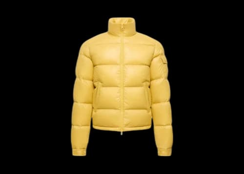 Moncler Levitha Hooded Short Down Jacket Yellow