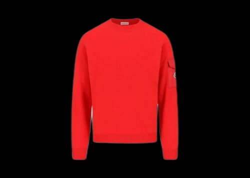 Moncler Girocollo Tricot Logo Patch Crewneck Sweater Red