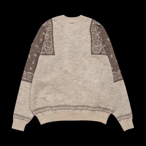 Kapital 12G Wool Bandana Crew Sweater 'Brown'