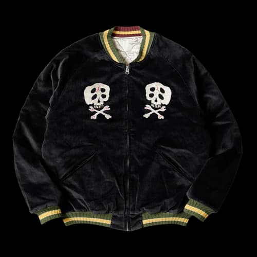 Kapital Sulfer Dyed Velvet Souvenir Jacket (Rain-Skull) 'Black'