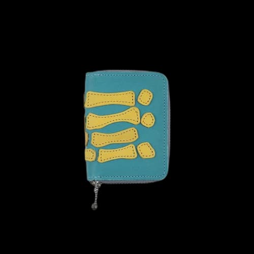 Kapital Thumb Up Bone Hand Zip Mini Wallet 'Sax'