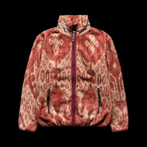 Kapital Java Kasuri Fleece Zip Jacket 'Red'
