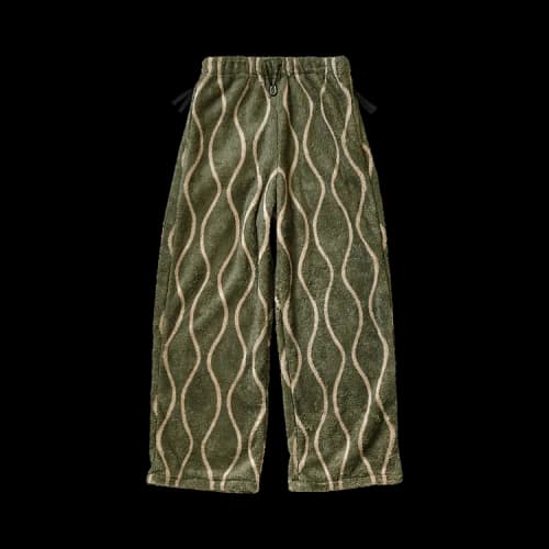 Kapital Drunk Stripe Fleece Easy Straight Pants 'Khaki'