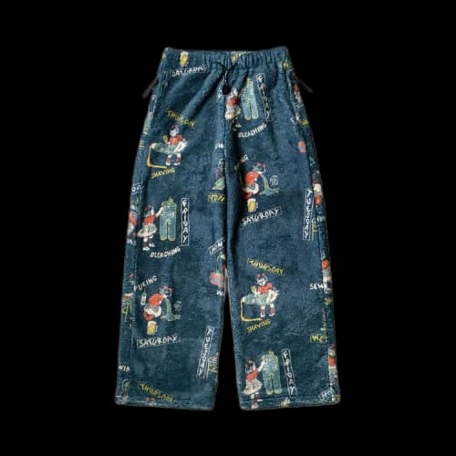 Kapital Kountry Calendar Fleece Easy Straight Pants 'Navy'