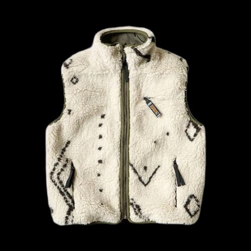 Kapital BeniOurain BOA Fleece Reversible Vest 'Ecru'