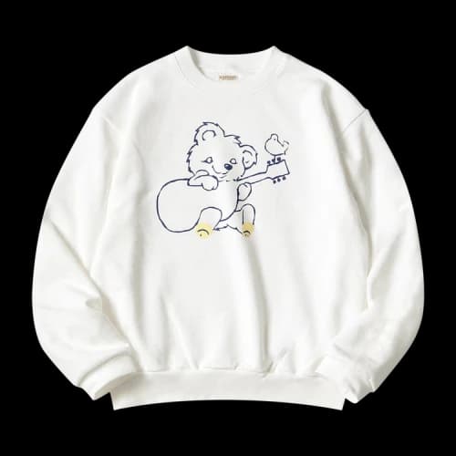 Kapital Eco Sweat Knit Crew Sweat (Little Bear & Harmoney) 'White'