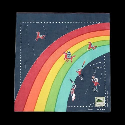 Kapital Fastcolor Selvedge Bandana (Rainbow & Horses) 'Navy'