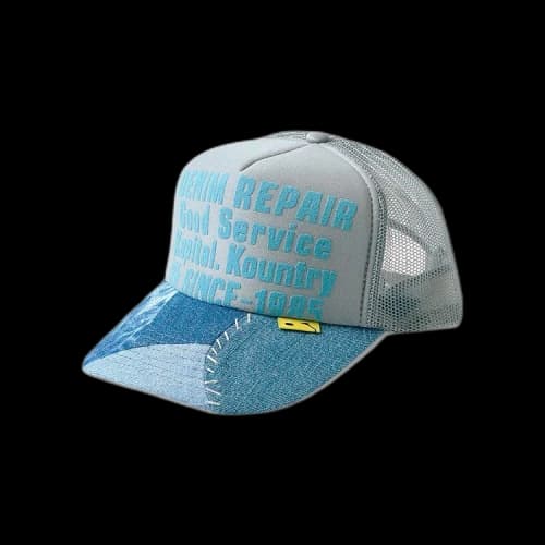 Kapital Denim Repair Service Denim Re-Construct Trucker Cap 'Grey'