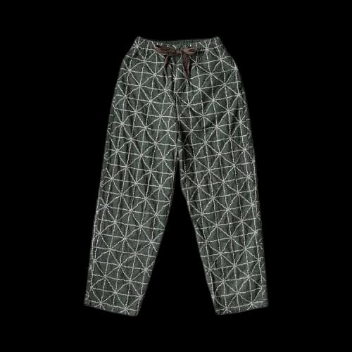 Kapital 8oz Color Denim Folk-Dojo Embroidery Easy Pants 'Green'