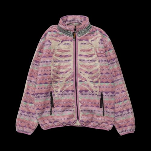 Kapital Ashland Bone Stripe Fleece Jacket 'Pink'