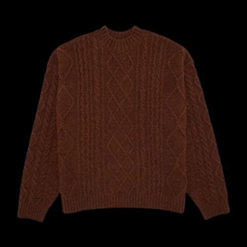 Kapital Cable Knit Elbow Crew Sweater 'Brown'