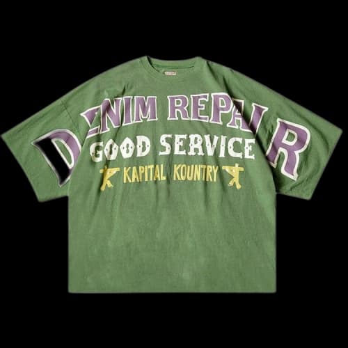 Kapital Denim Repair Huge Jersey T-Shirt 'Green'
