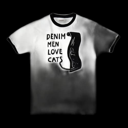 Kapital Denim Men Love Cats Scratch Ringer Jersey T-Shirt 'White'