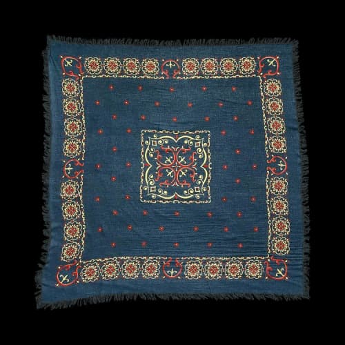 Kapital Havananaja Linen Rayon Fringe Stole 'Navy'