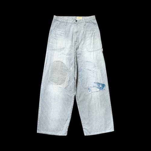 Kapital Hickoree Stripe Painter Port Baggy Pants (Champetre Remake) 'Blue'