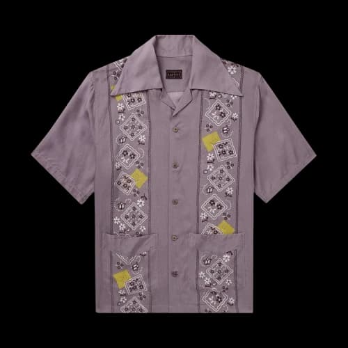 Kapital Silk Rayon Peckish Rainbowy Wrangle Collar Cuba Shirt 'Purple'