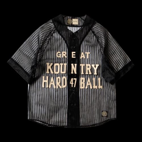 Kapital Sheer Stripe Great Kountry Baseball Shirt 'Black'